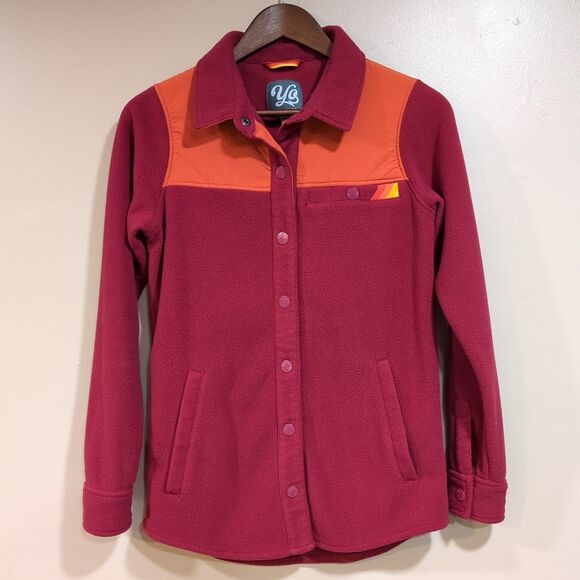 Yo Colorado Jacket Fleece Snap Button Red Orange Shacket Hike Camp Womens XS - Picture 1 of 12